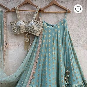 Priti Sahni Ocean Blue Lehenga